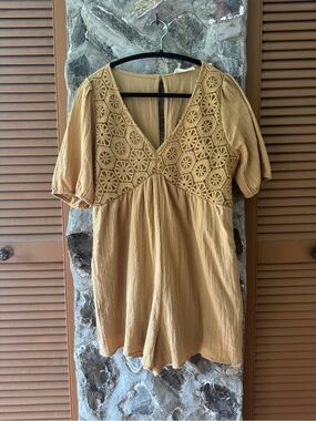 100% coton Mustard Crochet Women's Short Romper